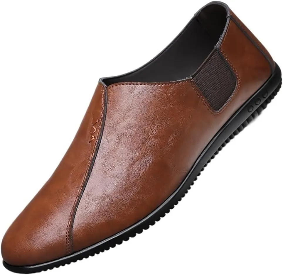 Mens Leather Slip On Loafers Dress Shoes Business Formal Oxfords Footwear