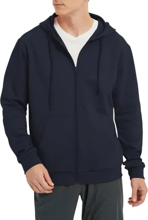 Men's Lightweight Zip Up Hoodie Long Sleeve Sweatshirt Athletic Slim Fit Basic Jacket with Pockets(Regular & Tall)