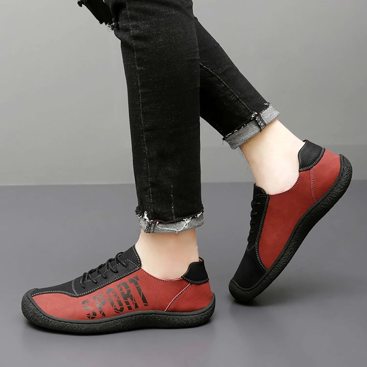 Men's Loafers Casual Walking Shoes Fashion Colorblocking Retro Business Office Formal Barefoot Wide Toe Outdoor Hiking Climbing Travel Driving Shoes