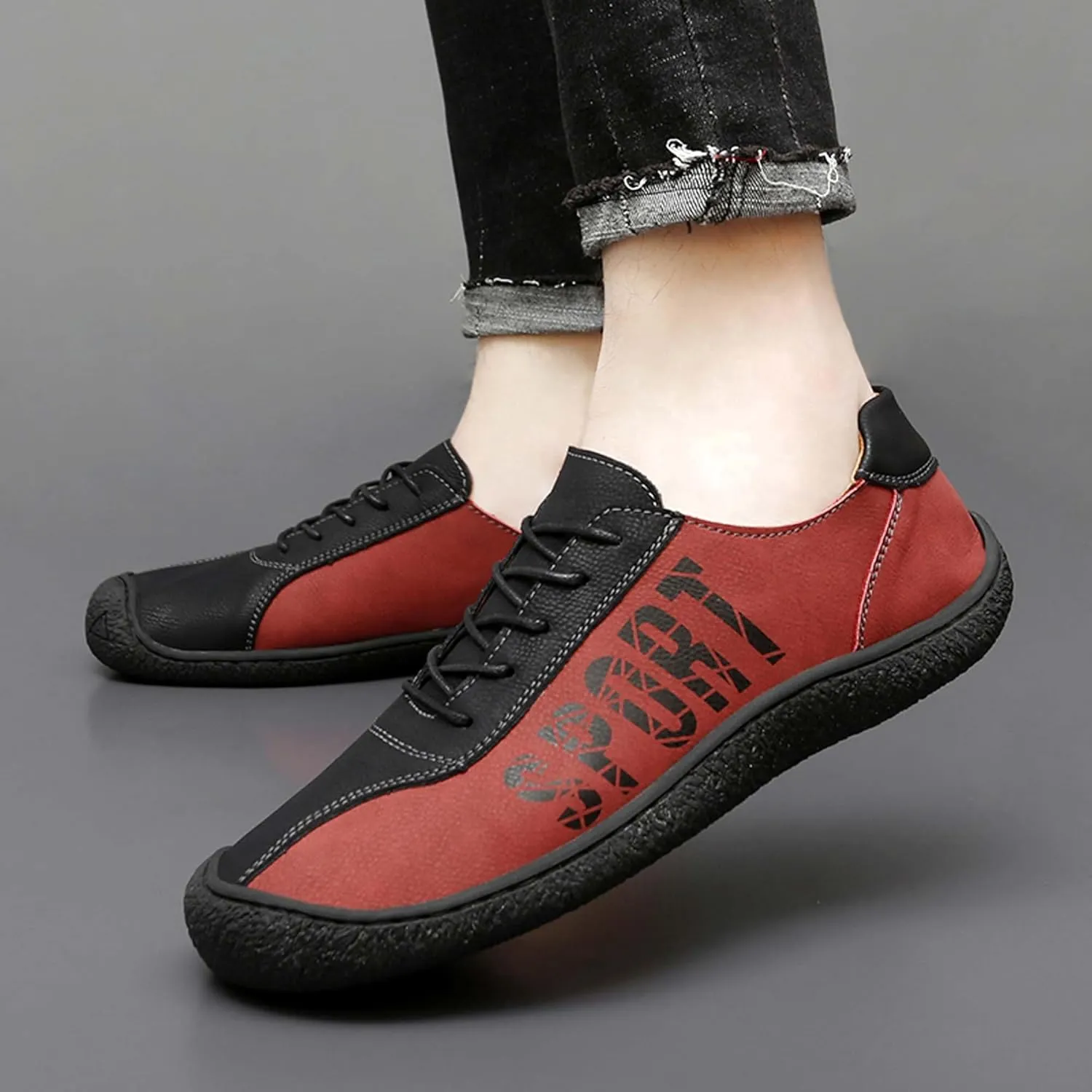 Men's Loafers Casual Walking Shoes Fashion Colorblocking Retro Business Office Formal Barefoot Wide Toe Outdoor Hiking Climbing Travel Driving Shoes