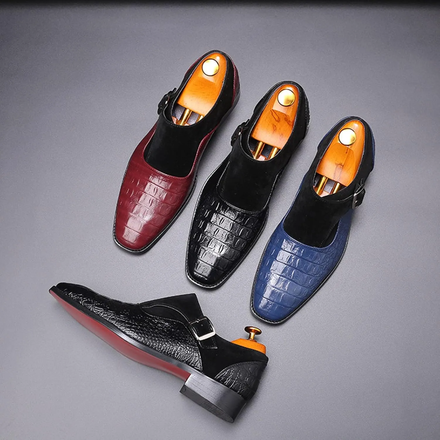 Men's Loafers Dress Shoes Slip-On Formal Crocodile Print Tuxedo Suit Shoes
