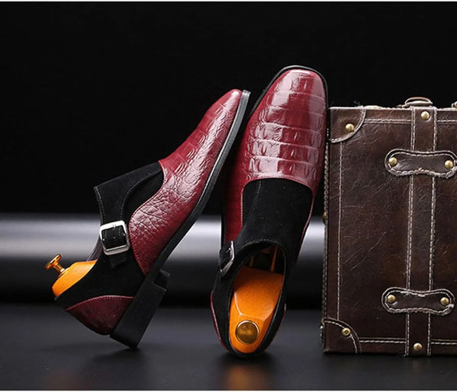 Men's Loafers Dress Shoes Slip-On Formal Crocodile Print Tuxedo Suit Shoes