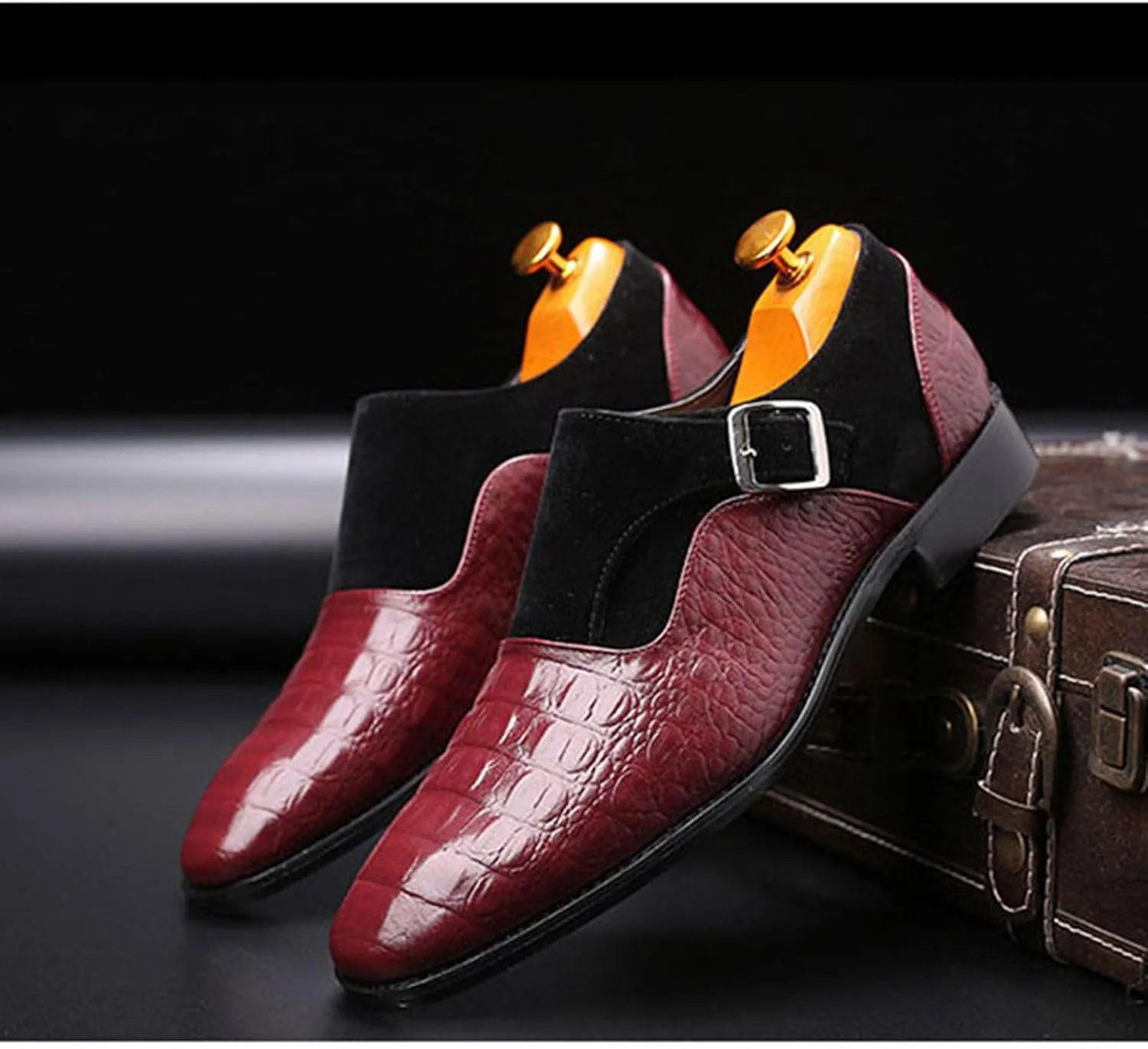 Men's Loafers Dress Shoes Slip-On Formal Crocodile Print Tuxedo Suit Shoes