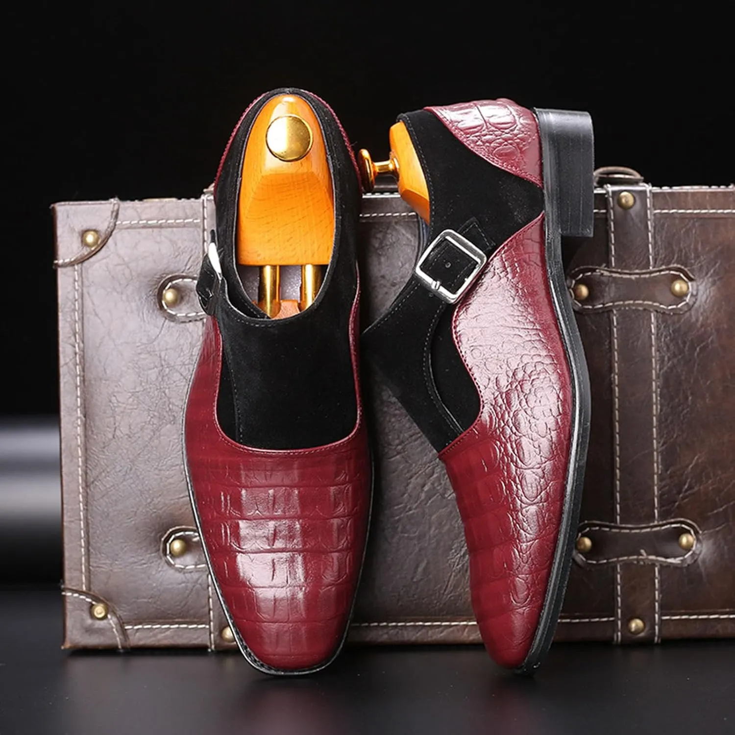 Men's Loafers Dress Shoes Slip-On Formal Crocodile Print Tuxedo Suit Shoes