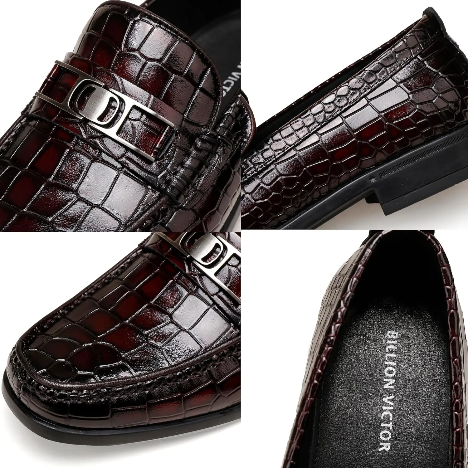 Mens Loafers Slip On,Crocodile Pattern Leather Dress Shoes Formal Shoes for Men