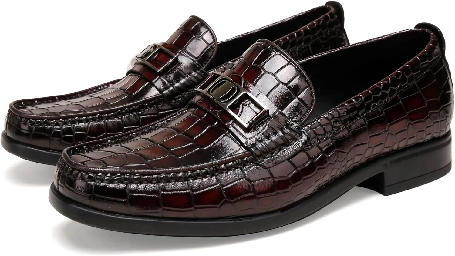 Mens Loafers Slip On,Crocodile Pattern Leather Dress Shoes Formal Shoes for Men
