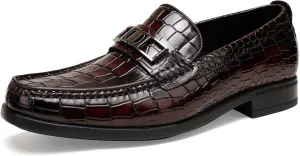 Mens Loafers Slip On,Crocodile Pattern Leather Dress Shoes Formal Shoes for Men