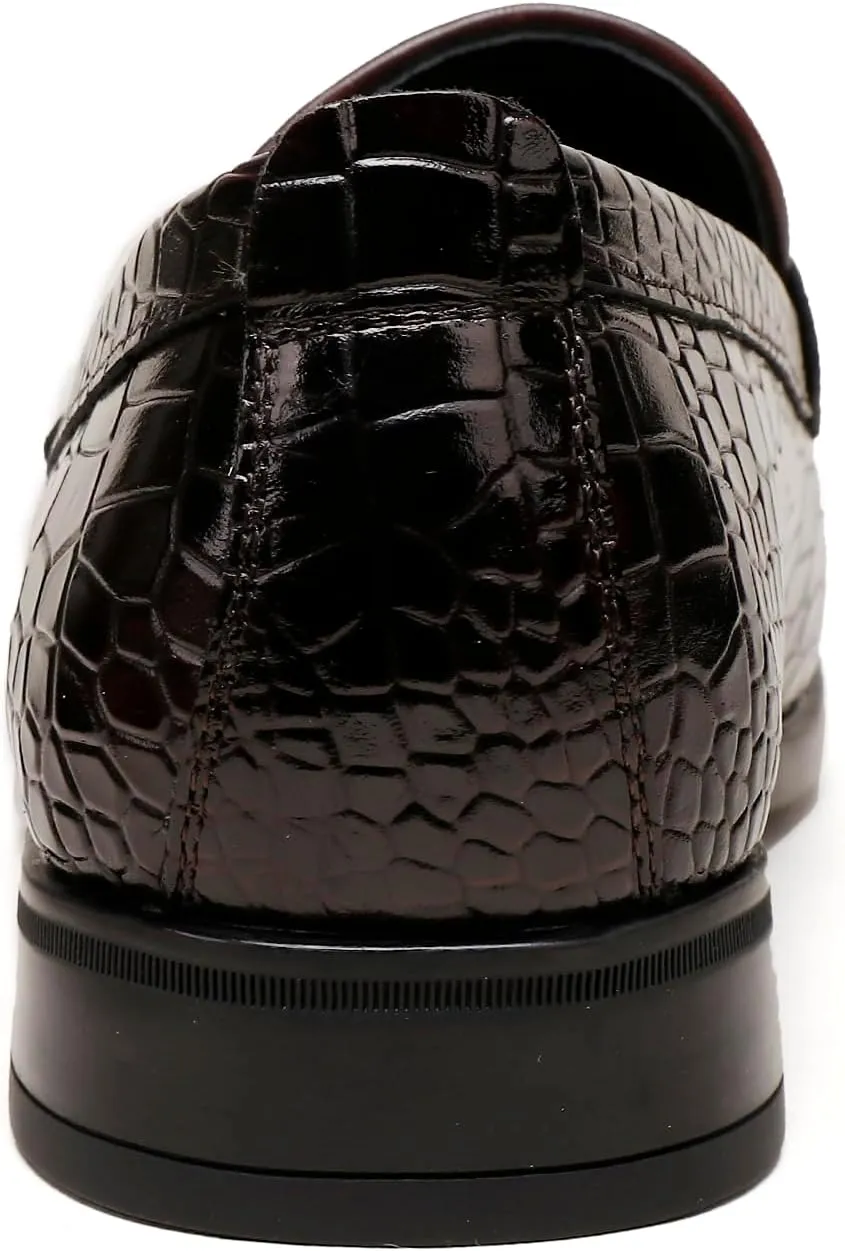 Mens Loafers Slip On,Crocodile Pattern Leather Dress Shoes Formal Shoes for Men