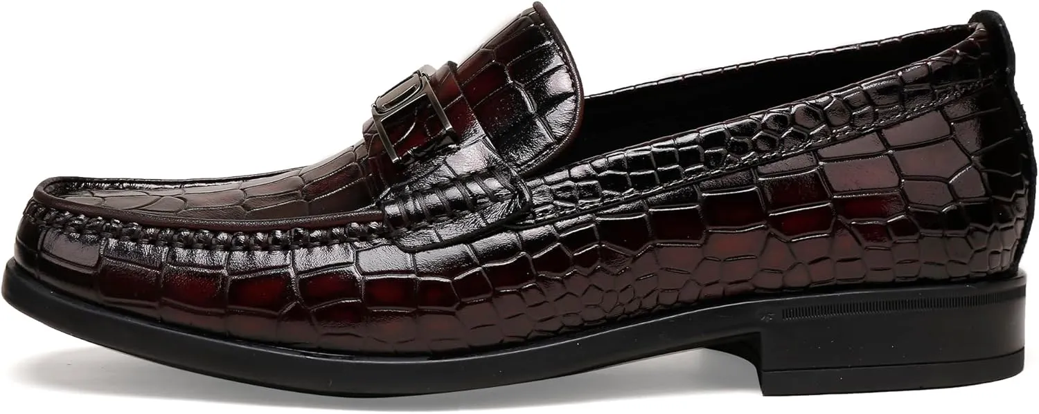 Mens Loafers Slip On,Crocodile Pattern Leather Dress Shoes Formal Shoes for Men