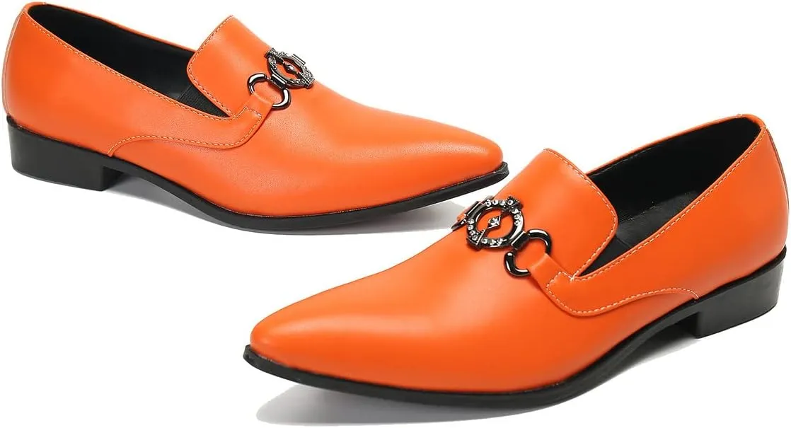 Men's Loafers Slip-Ons Dress Casual Business Penny Loafers Prom Wedding Tuxedo Business Smoking Summer Gold Chain Party Shoes for Boy