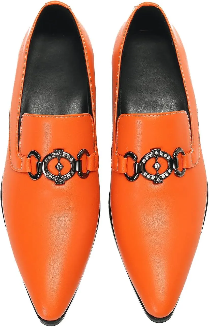 Men's Loafers Slip-Ons Dress Casual Business Penny Loafers Prom Wedding Tuxedo Business Smoking Summer Gold Chain Party Shoes for Boy