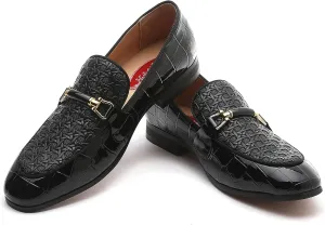 Men's Luxury Velvet Penny Loafers with Fashion Spiked, Casual Penny Loafers for Men, Noble Slip-on Dress Loafers Glitter Suede Smoking Slippers (Black)