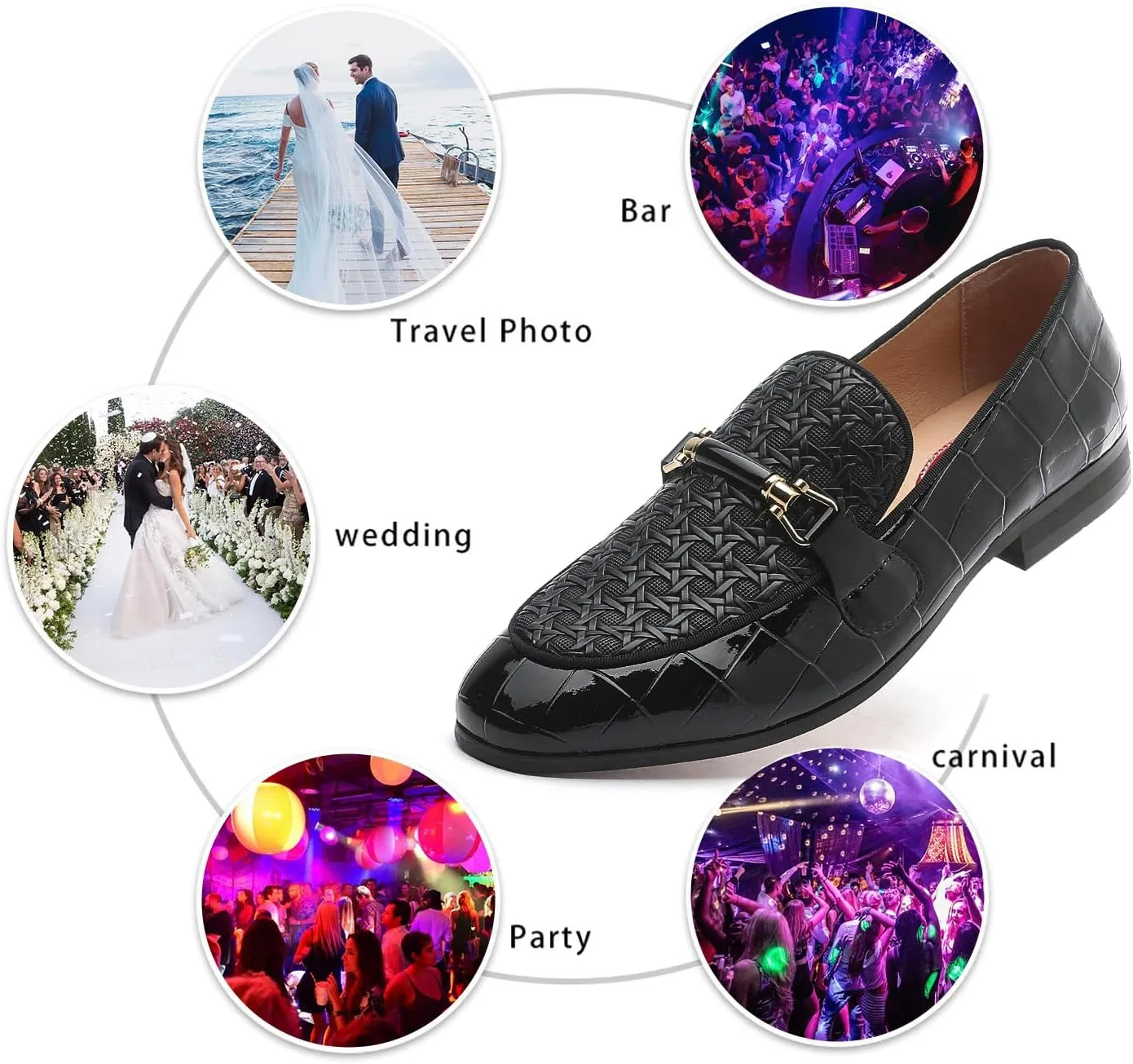 Men's Luxury Velvet Penny Loafers with Fashion Spiked, Casual Penny Loafers for Men, Noble Slip-on Dress Loafers Glitter Suede Smoking Slippers (Black)