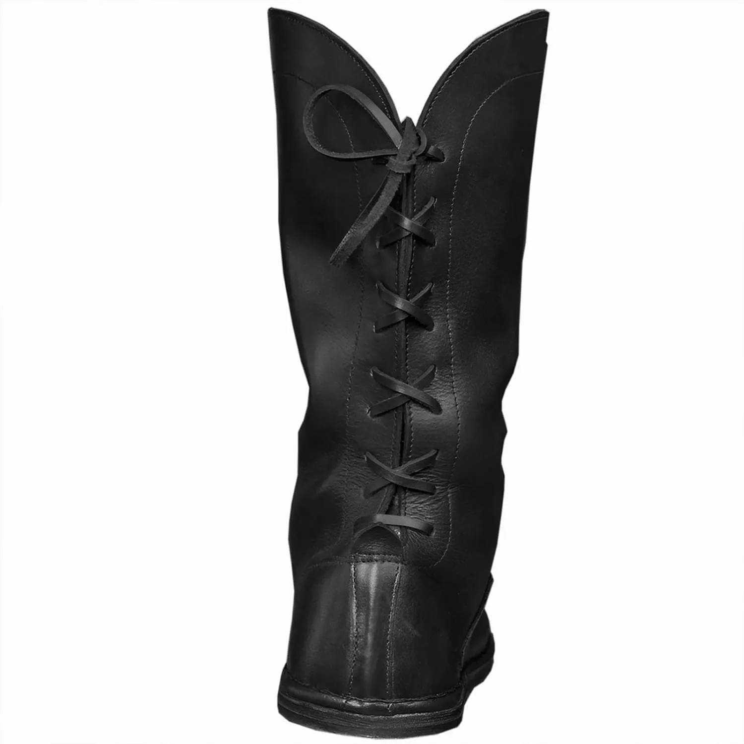 Men's Medieval Renaissance Boots Viking Pirate Costume Boot Faux Leather Mid Calf Lace Up Vintage Stage Pirate Viking Tied Shoes