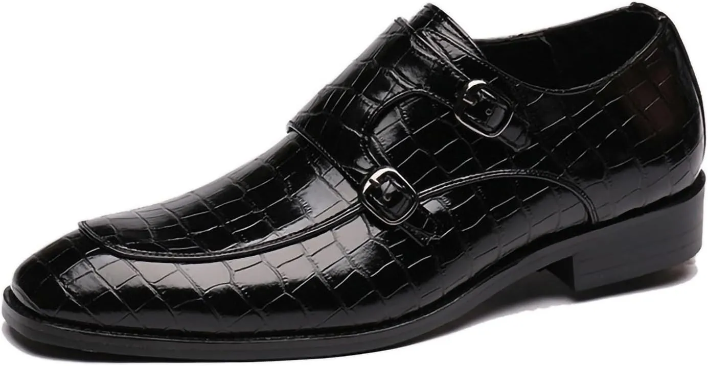 Men's Monk Strap Slip-On Loafers Premium PU Leather Oxford Dress Shoes Comfortable Business Casual Footwear Formal & Office Wear