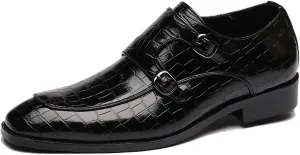 Men's Monk Strap Slip-On Loafers Premium PU Leather Oxford Dress Shoes Comfortable Business Casual Footwear Formal & Office Wear