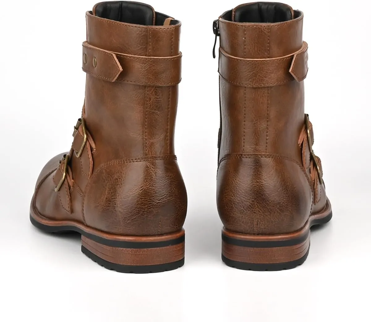 Men's Motorcycle Combat Boots Zipper Fashion Biker Boot Casual Boots for Men