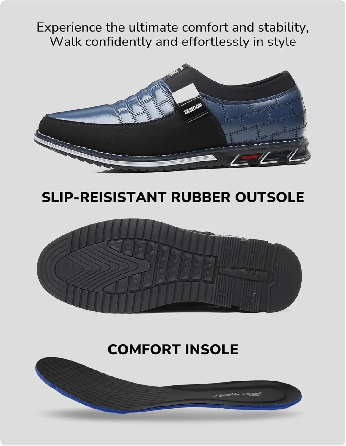 Men’s Oxford Derby Orthopedic Leather Shoes Formal Business Dress Sneakers Casual Walking Driving Slip-on Penny Loafers