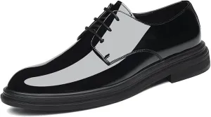 Men's Patent Leather Dress Shoes Comfortable Slip On Monk Strap Loafers Classic Formal Business Shoes Wedding Tuxedo Party Elegant Block Heel