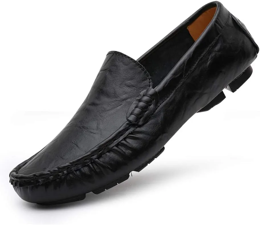 Men's Premium Genuine Leather Casual Slip on Loafers Breathable Driving Shoes Fashion Slipper