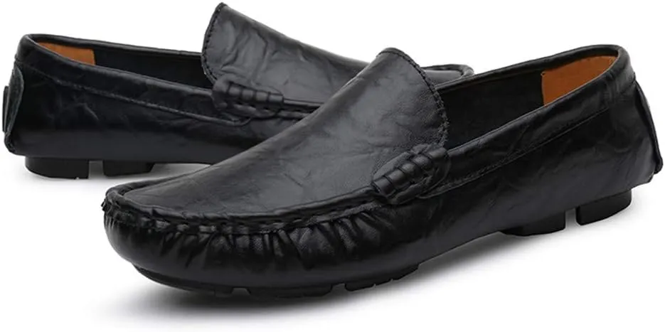 Men's Premium Genuine Leather Casual Slip on Loafers Breathable Driving Shoes Fashion Slipper