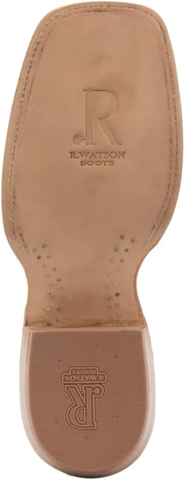 Men's R. Watson Saddle Hornback Caiman Tail, Navy Goat Exotic Cowboy Boots RW3010-2