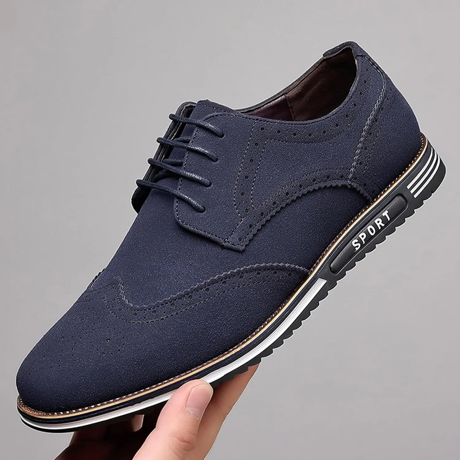 Mens Retro Wingtip Oxfords Shoes Comfortable Non Slip Flat Oxfordss Lace up Suede Leather Business Formal Shoes Casual Dress Shoe Men Durbale Office Work Shoe Black Fashion Derby