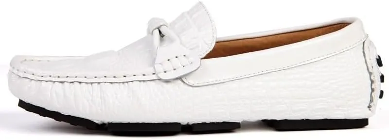 Men's Round Toe Crocodile Print Loafers - Lightweight, Comfortable Driving Shoes with Slip-Resistant Sole for Prom, Outdoor, and Casual Wear