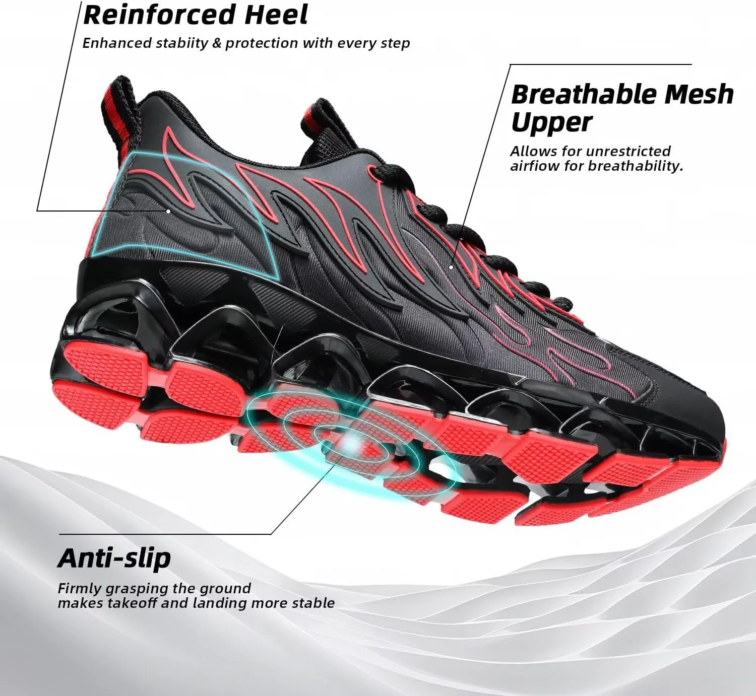 Men's Running Shoes Breathable Mesh Trail Runners Fashion Blade Sneakers Non Slip Gym Sport Trainer Casual Athletic Walking Shoes