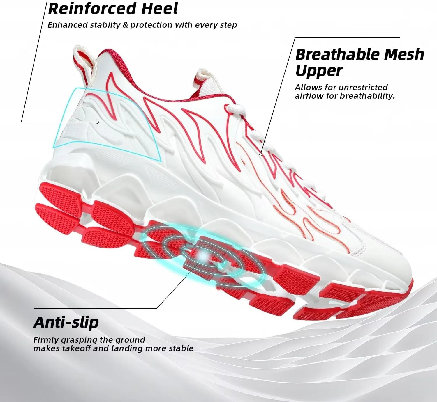 Men's Running Shoes Breathable Mesh Trail Runners Fashion Blade Sneakers Non Slip Gym Sport Trainer Casual Athletic Walking Shoes