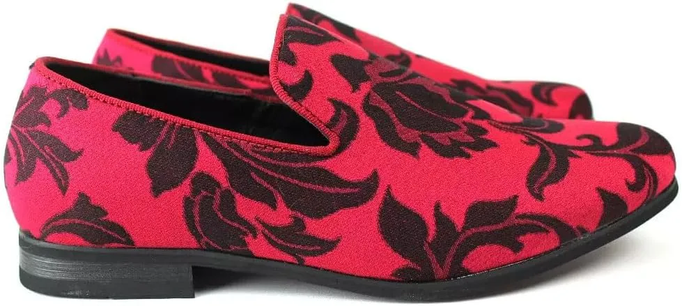 Men's Slip On Floral Tone Print Dress Shoes Loafers Tuxedo 1714