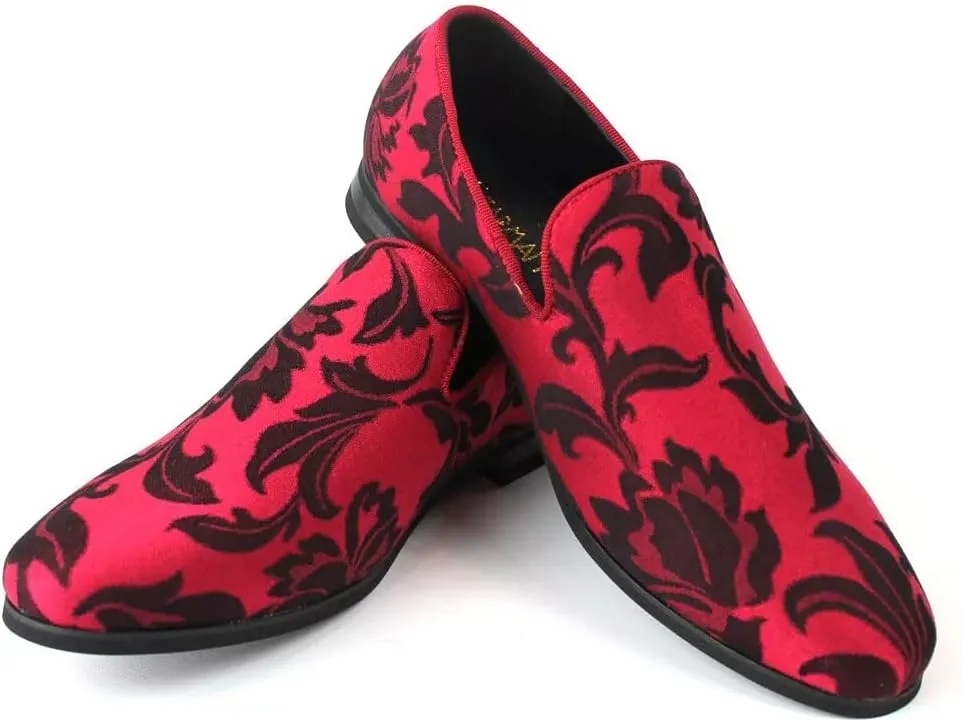 Men's Slip On Floral Tone Print Dress Shoes Loafers Tuxedo 1714