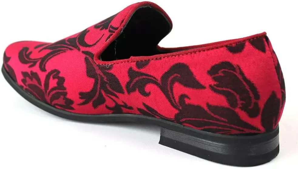 Men's Slip On Floral Tone Print Dress Shoes Loafers Tuxedo 1714