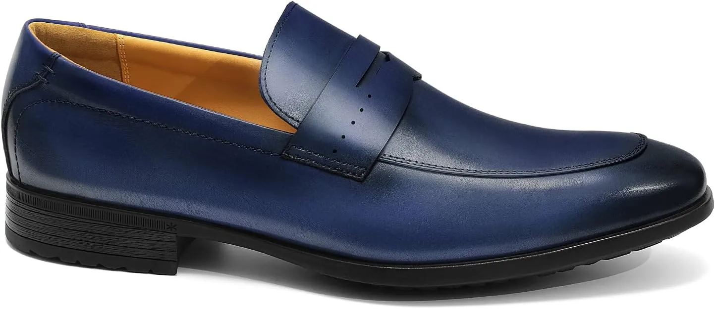 Men's Slip on Oxford Dress Shoes Classic Handmade Calfskin Manufacturing More Compact, Choose The Right Size to Modify The Foot Shape