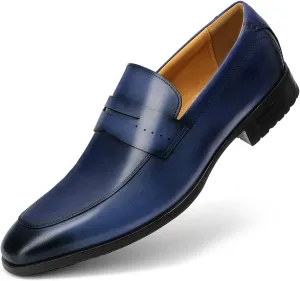 Men's Slip on Oxford Dress Shoes Classic Handmade Calfskin Manufacturing More Compact, Choose The Right Size to Modify The Foot Shape