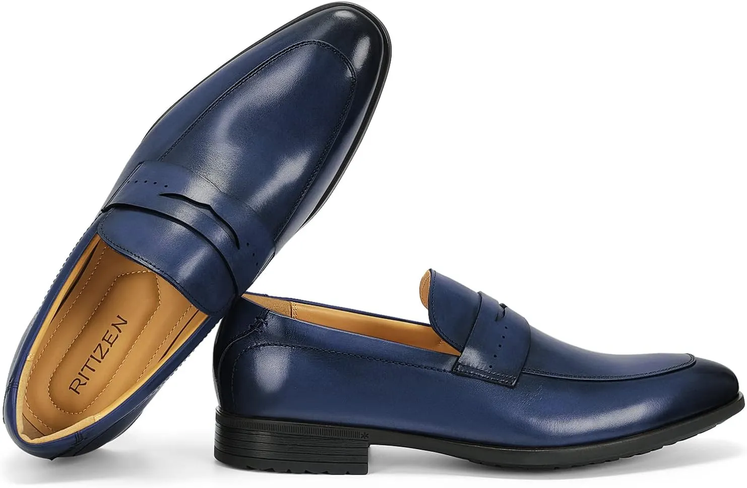 Men's Slip on Oxford Dress Shoes Classic Handmade Calfskin Manufacturing More Compact, Choose The Right Size to Modify The Foot Shape