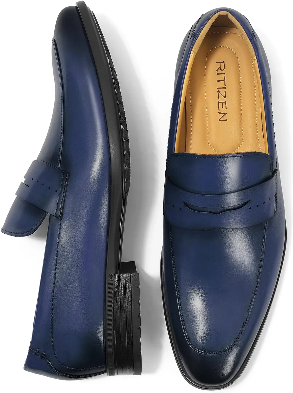 Men's Slip on Oxford Dress Shoes Classic Handmade Calfskin Manufacturing More Compact, Choose The Right Size to Modify The Foot Shape