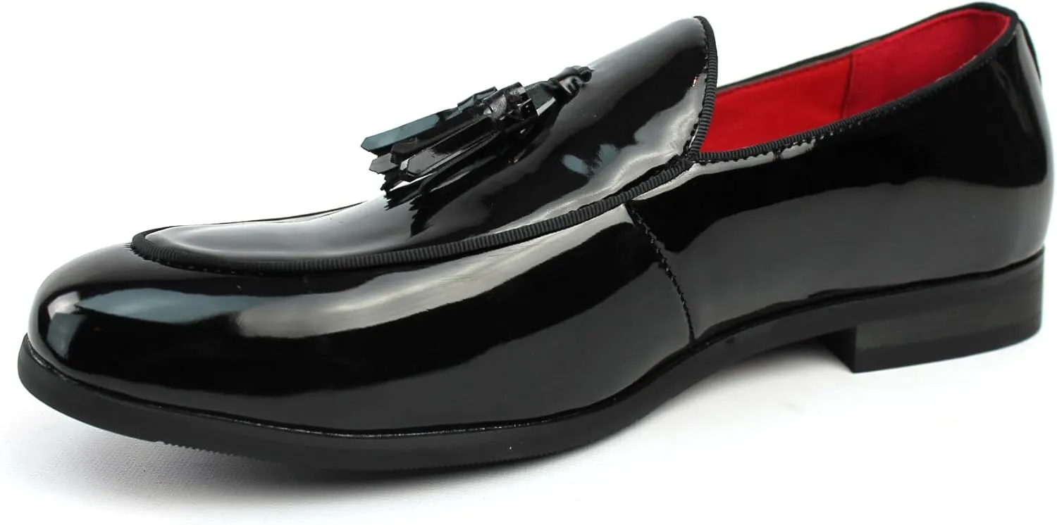 Men's Slip On Real Leather Loafer Tassel Dress Shoes