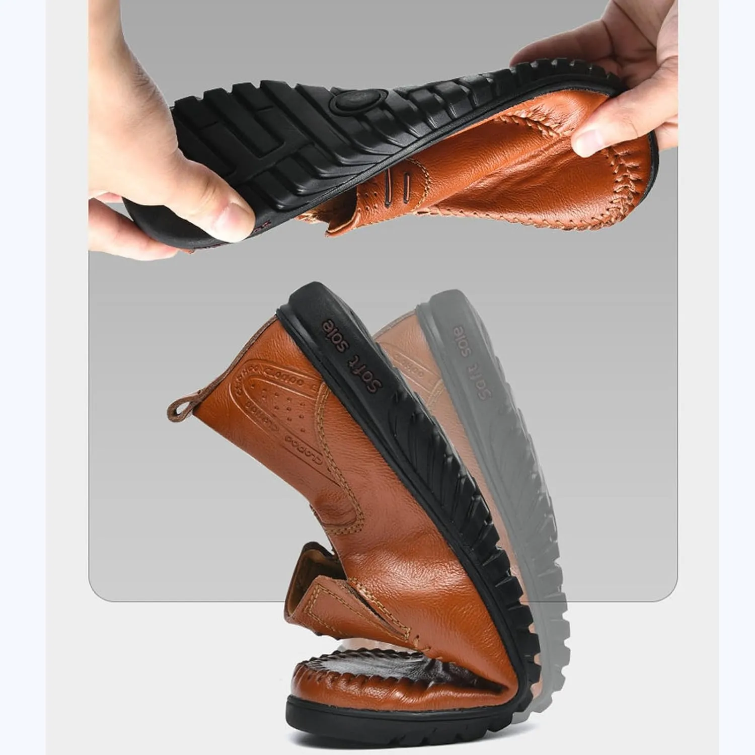 Mens Slip on Shoes Black Comfort Orthopedic Dress Shoe 2025 Fashion Brogue Footwear Casual Loafers Formal Sneakers