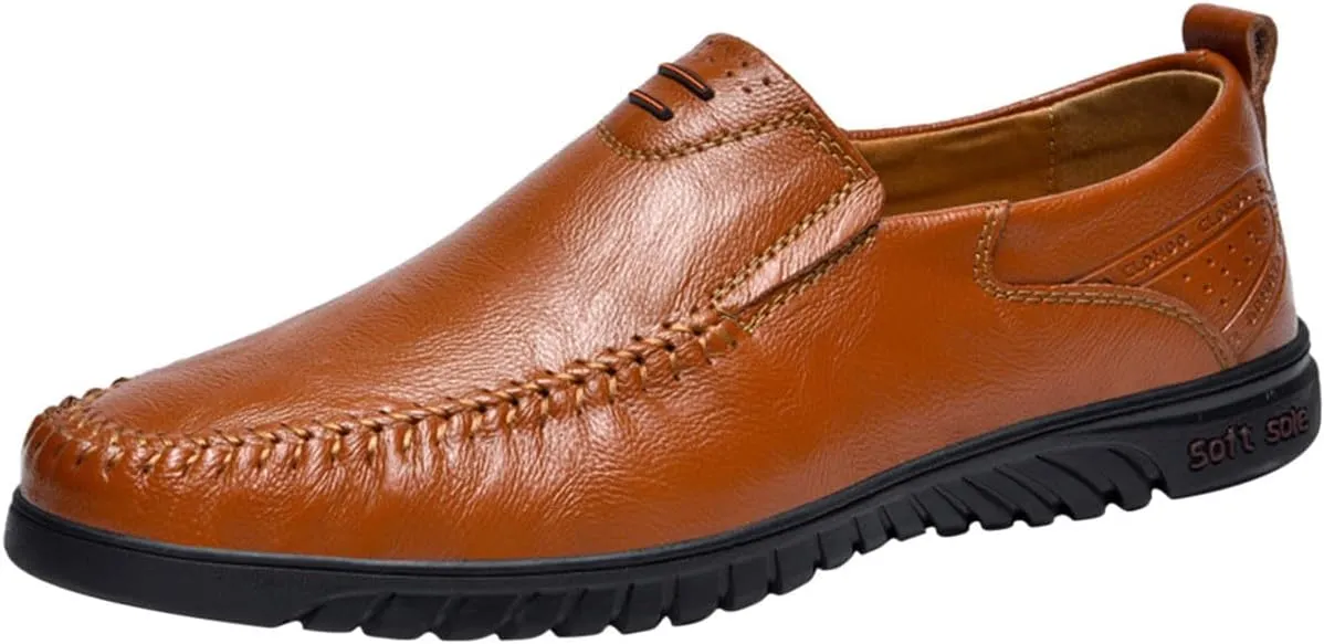 Mens Slip on Shoes Black Comfort Orthopedic Dress Shoe 2025 Fashion Brogue Footwear Casual Loafers Formal Sneakers