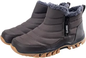 Men's Slip On Snow Boots with Warm Plush Lining, Comfy Non Slip Durable Thermal Side Zipper Design Shoes, Men's Winter Footwear