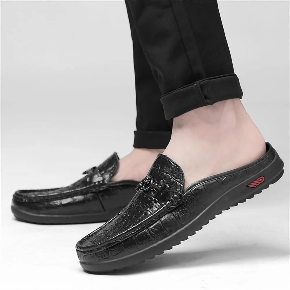 Men's Slippers Slip-On Loafers Leather Formal Wear Casual Open Back Sandals