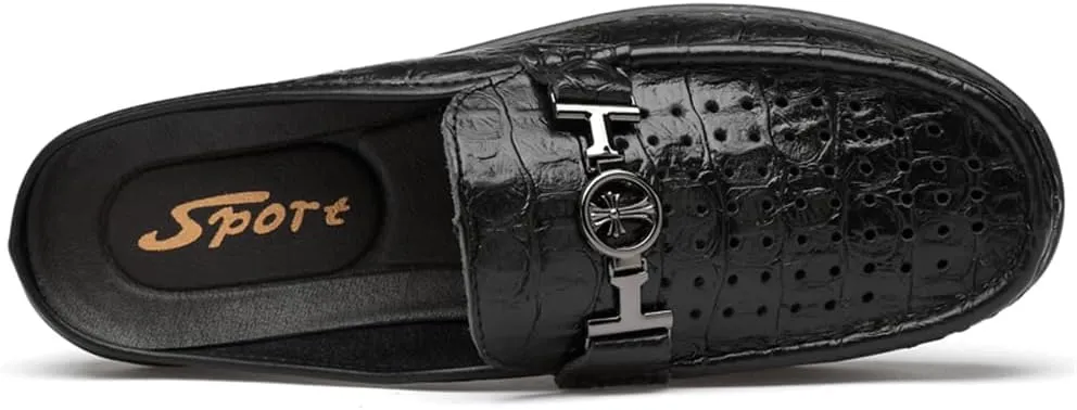 Men's Slippers Slip-On Loafers Leather Formal Wear Casual Open Back Sandals