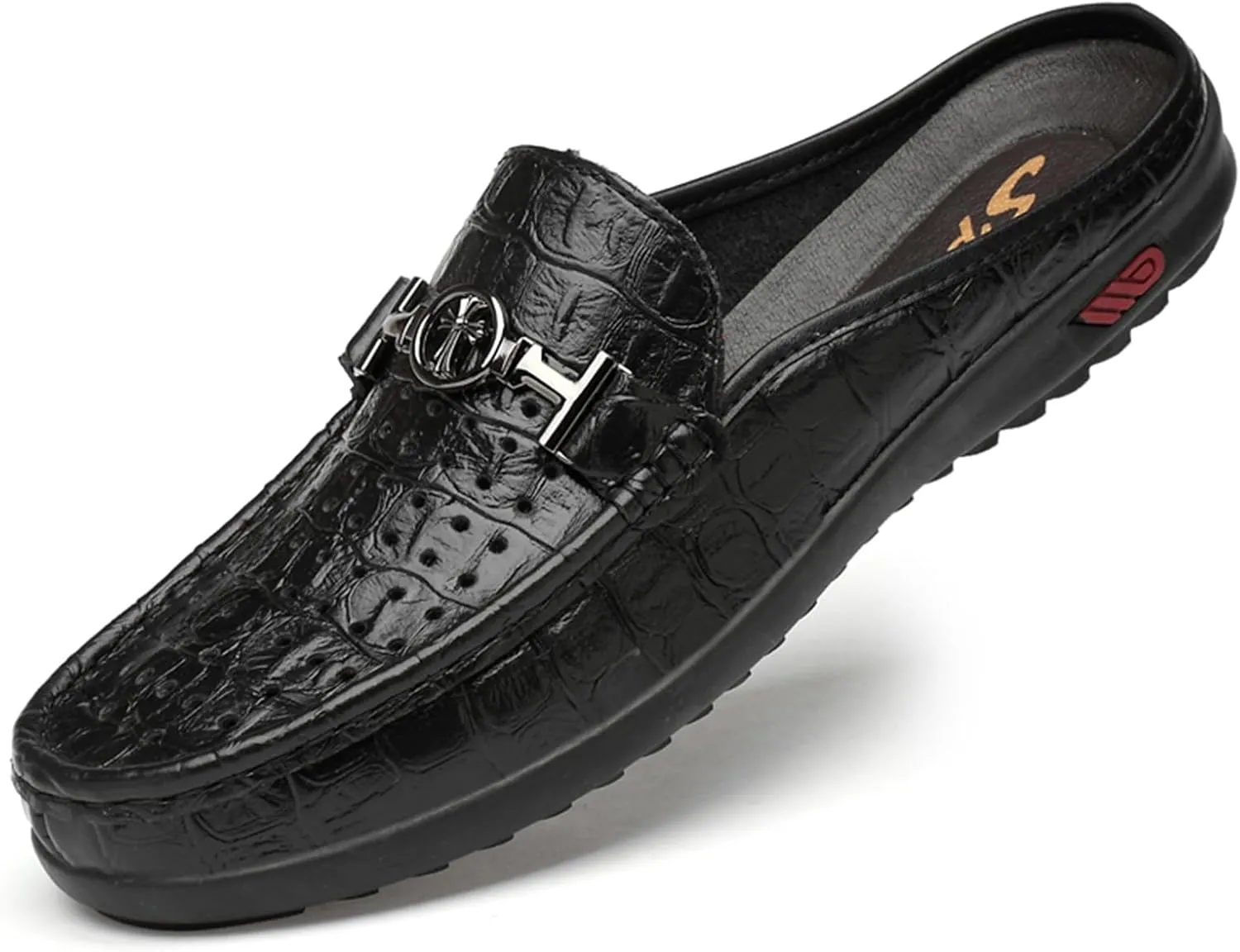 Men's Slippers Slip-On Loafers Leather Formal Wear Casual Open Back Sandals