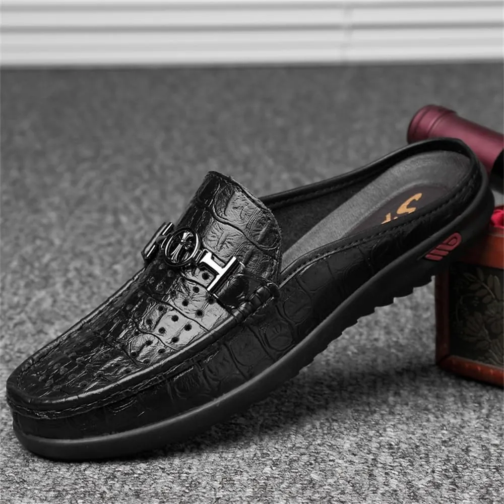 Men's Slippers Slip-On Loafers Leather Formal Wear Casual Open Back Sandals