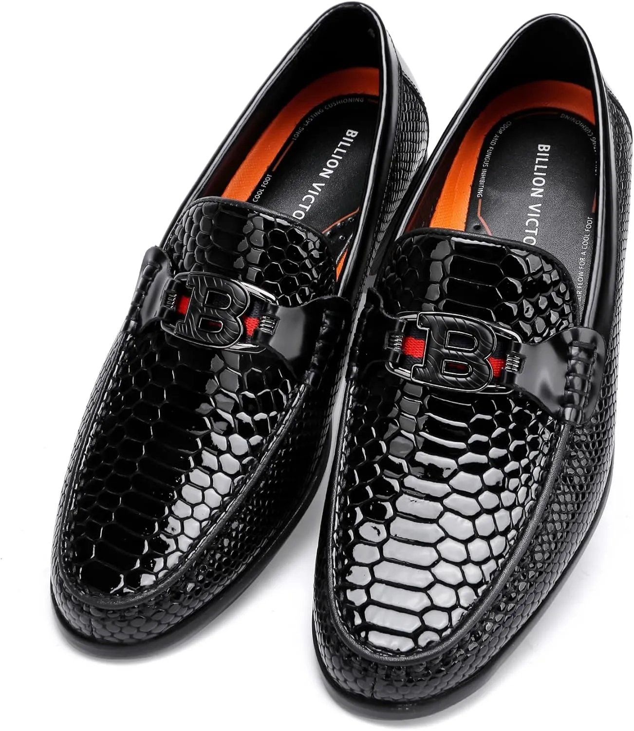 Men's Snake Skin Pattern Dress Shoes Classic Leather Slip on Loafers for Men