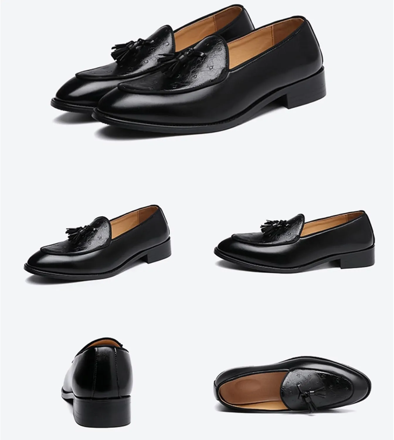 Men's Tassel Loafer, Classic Casual Dress Shoe, Black PU Leather Tassel Slip-on Penny Loafer for Mens