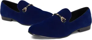 Men’s Velvet Shoes Slip-On Loafers for Men with Gold Black Buckle-Dancing & Wedding Dress Velvet Shoes-Comfortable Velvet Classic Tuxedo Loafers-Vintage Fashion Round Toe Shoes