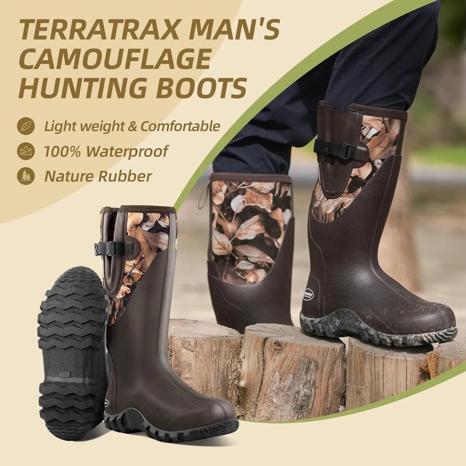 Men's Waterproof Rubber Muck Rain and Work Boot – Durable 6mm Neoprene Insulated, Ideal for Fishing Hunting & Farming