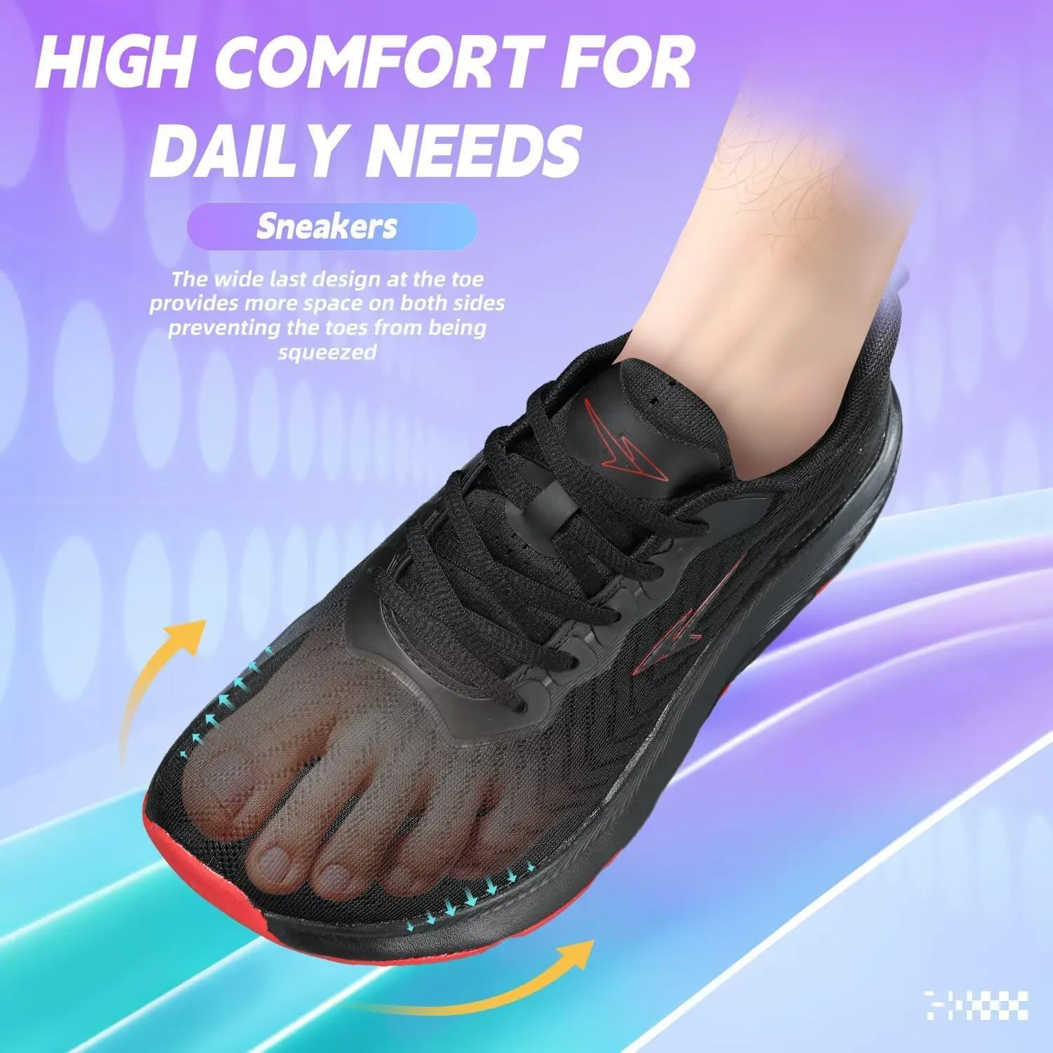 Men's Wide Toe Walking Shoes Casual Trail Running Sneakers Cross-Trainer Tennis Non Slip Athletic Gym Workout Soft Sole